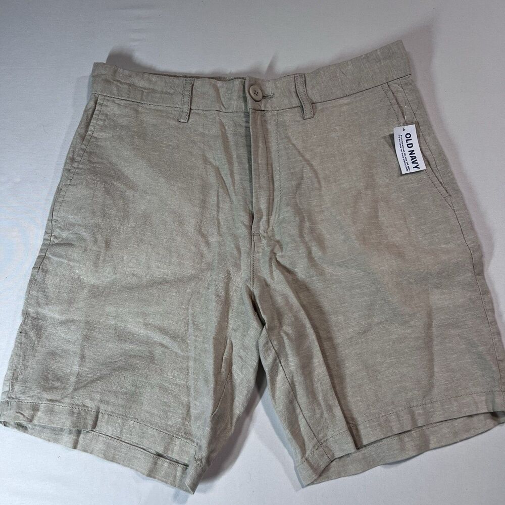 Old Navy Men's Slim Rotation Chino Shorts Size 30 Linen Blend Beige NWT